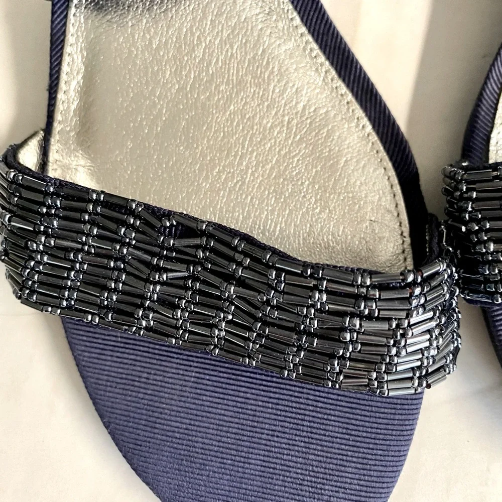 Adrianna Papell royal blue beaded shoes size 10.Beautiful beading. - Picture 2 of 13